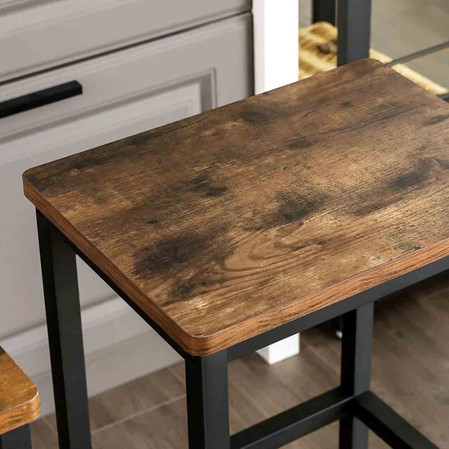 Barhocker 2er Set, Barstühle, Küchenstühle im Industrie-Design, mit Fußstütze, für Küche