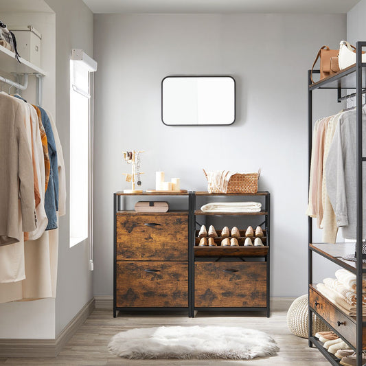 Schuhschrank, Schuhkipper schmal, schuhregal geschlossen, mit 2 Klappen, schuhregal, für 8-12 Paar Schuhe, VASAGLE, 4