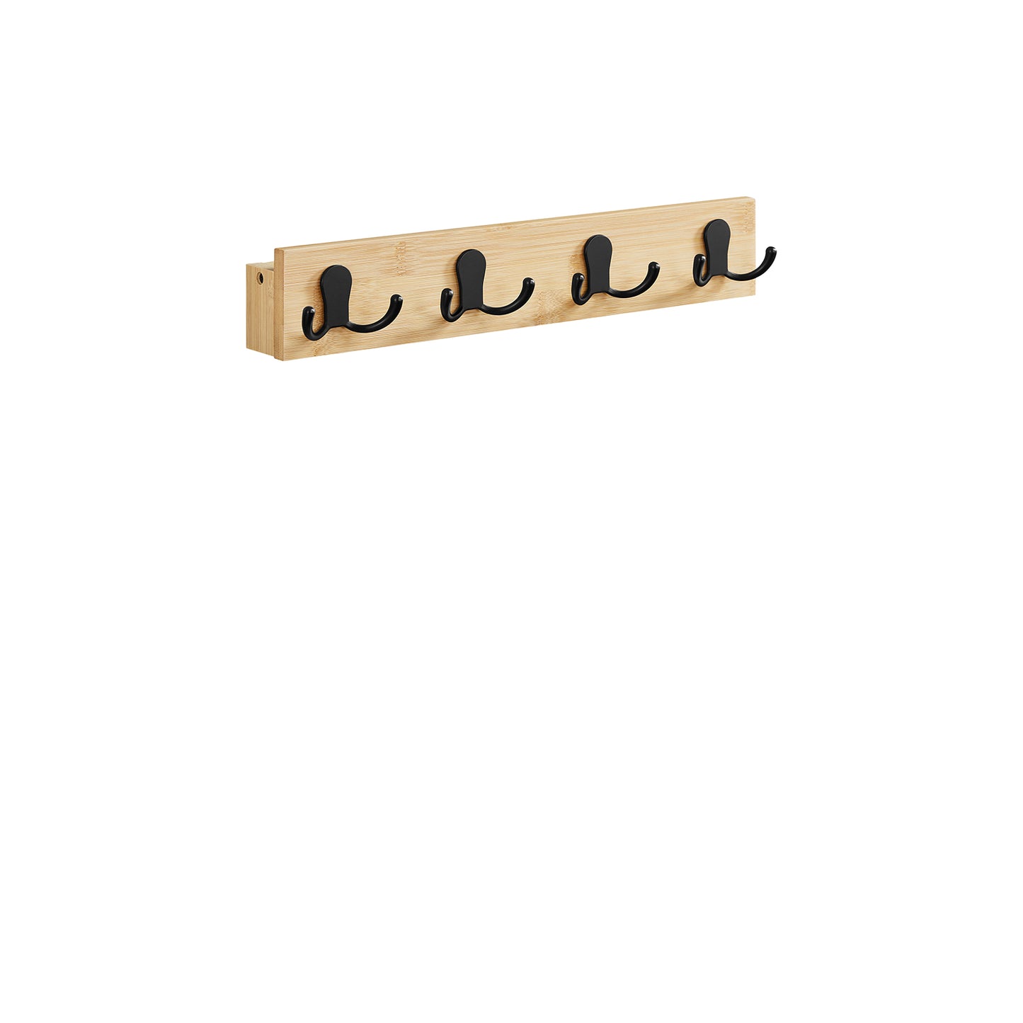 Garderobenleiste, Wandgarderobe, Wandregal, 4 Doppelhaken aus Metall, platzsparend für Flur, naturbeige, SONGMICS, 2