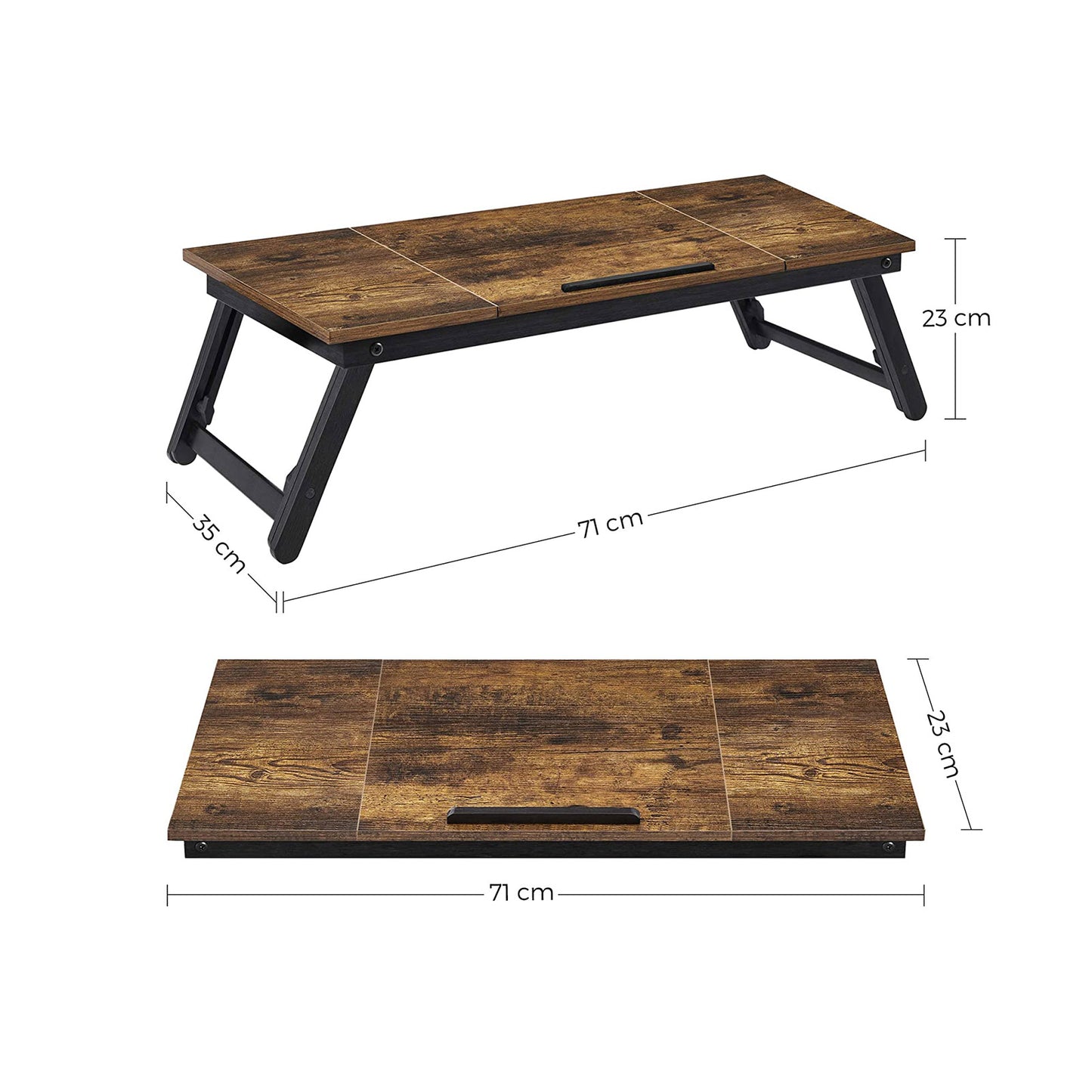 Laptoptisch, Betttisch, Laptopständer, klappbare Beine, höhenverstellbar, für Bett und Sofa, Vintagebraun, Vasagle, 7