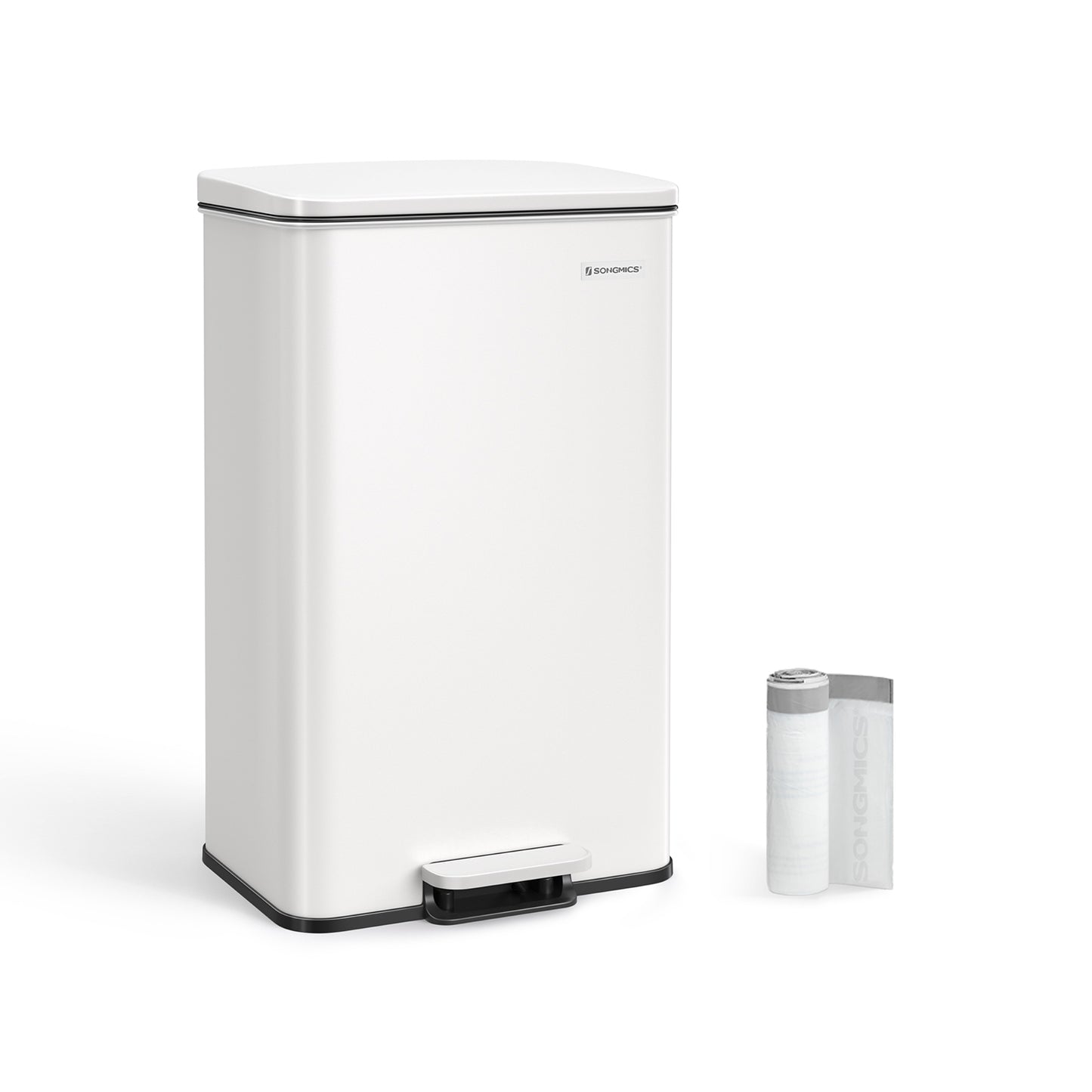 Mülleimer Küche, 40 L, Abfalleimer, Mülleimer mit Deckel, Mülleimer groß, Tretmülleimer, aus Stahl, SONGMICS, 8