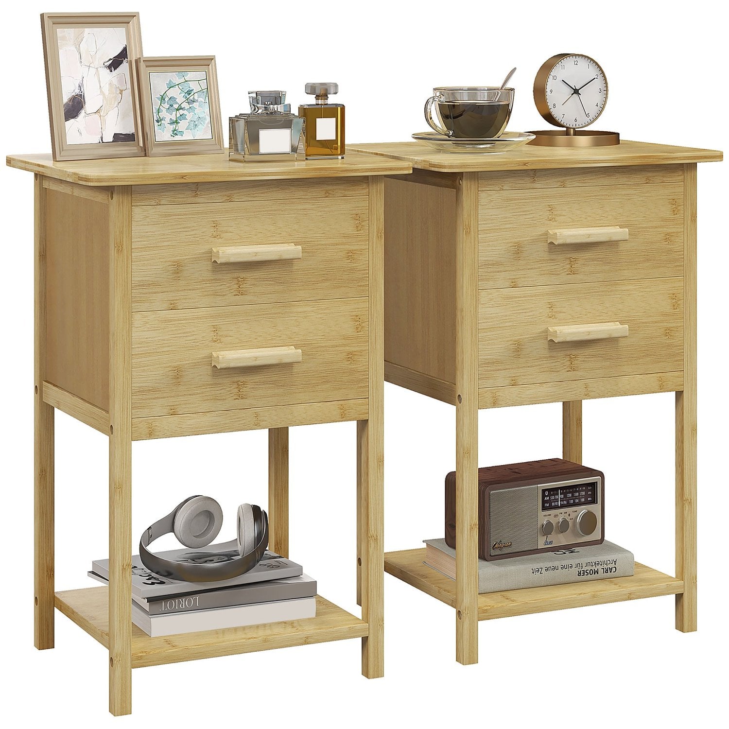 Nachttisch, 2er Set, Nachtschrank, Nachtkommode –