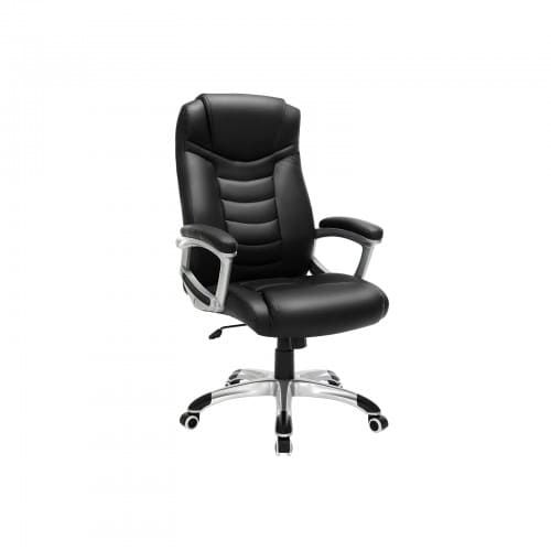 Ergonomischer Bürostuhl, höhenverstellbarer Drehstuhl, Schreibtischstuh, Chefsessel, robust, stabil, schwarz