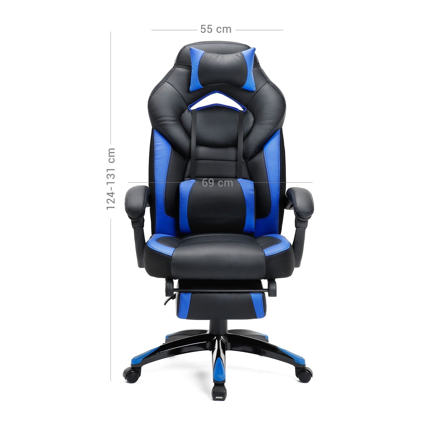 Gaming stuhl, home office stuhl, gaming stühle, Schwarz Blau - SONGMICS, Höhe 124-131 cm Breite 55cm