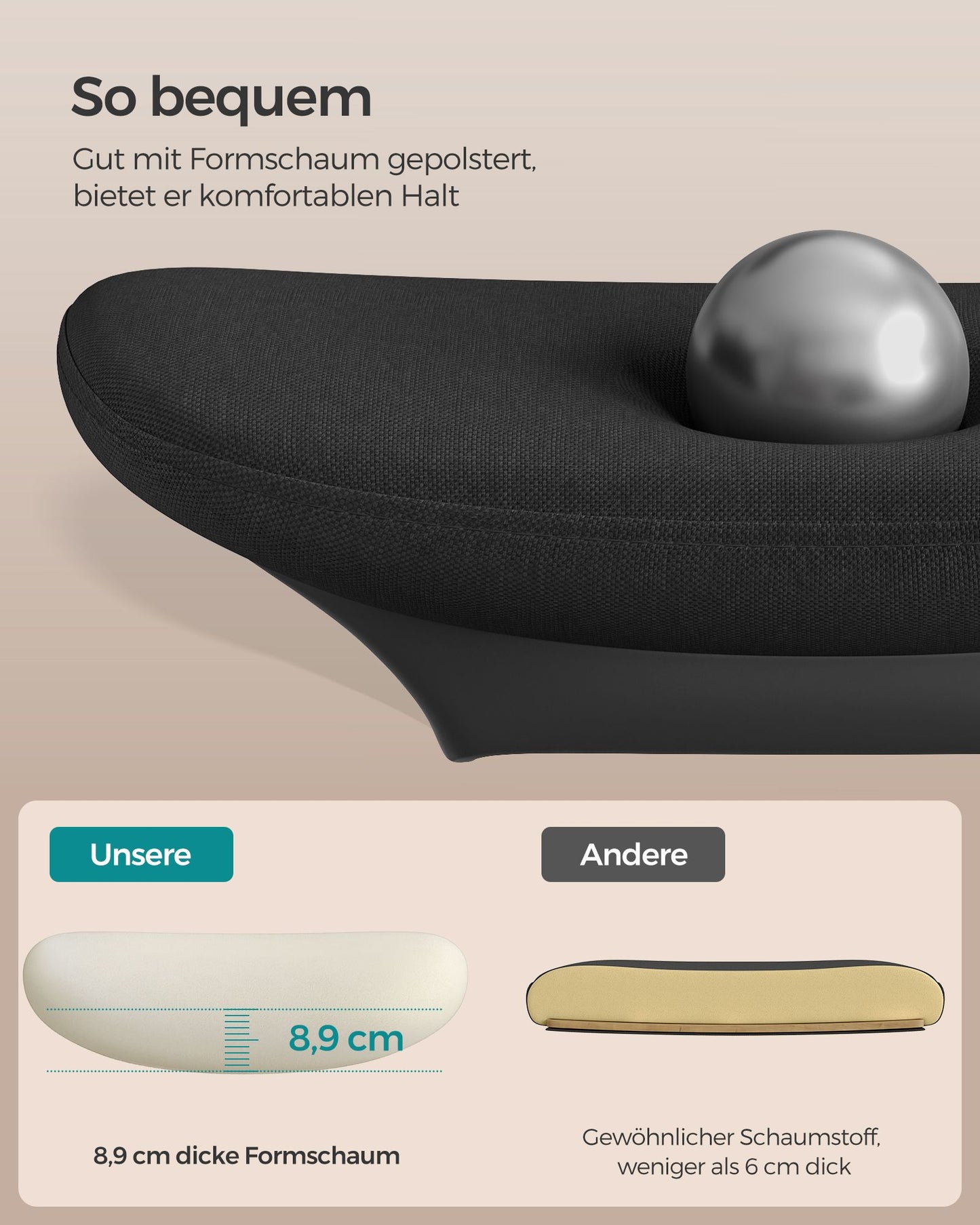 Schreibtischstuhl, Bürostuhl, Ergonomischer Stuhl, Chefsessel, neigbare Rückenlehne, Verstellbarer Sitz, Schwarz, Songmics, 1