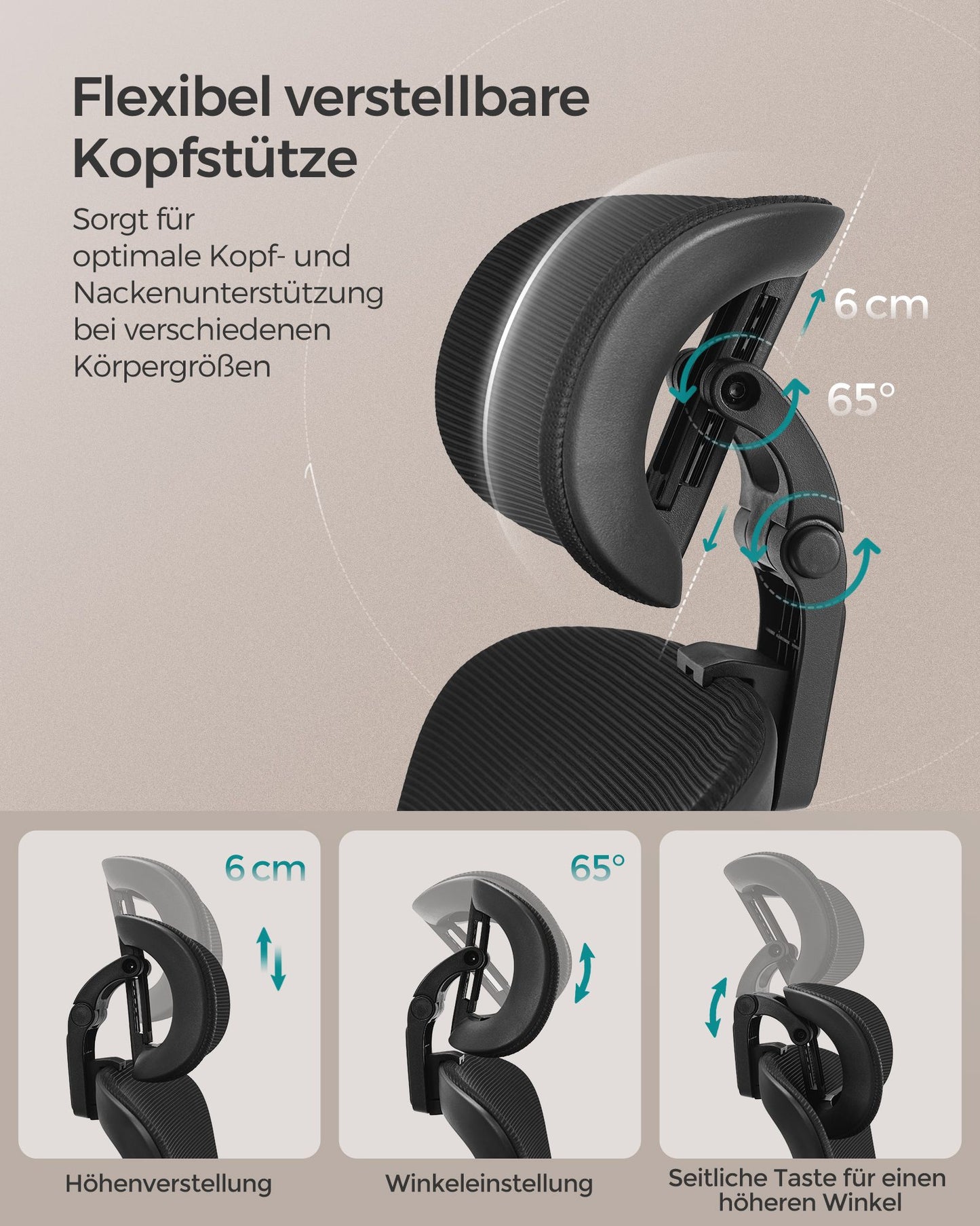 Bürosessel, Schreibtischstuhl, Chefsessel, PC Stuhl, Ergonomischer stuhl, Bürostuhl, hohe Rückenlehne, Schwarz, Songmics, 1