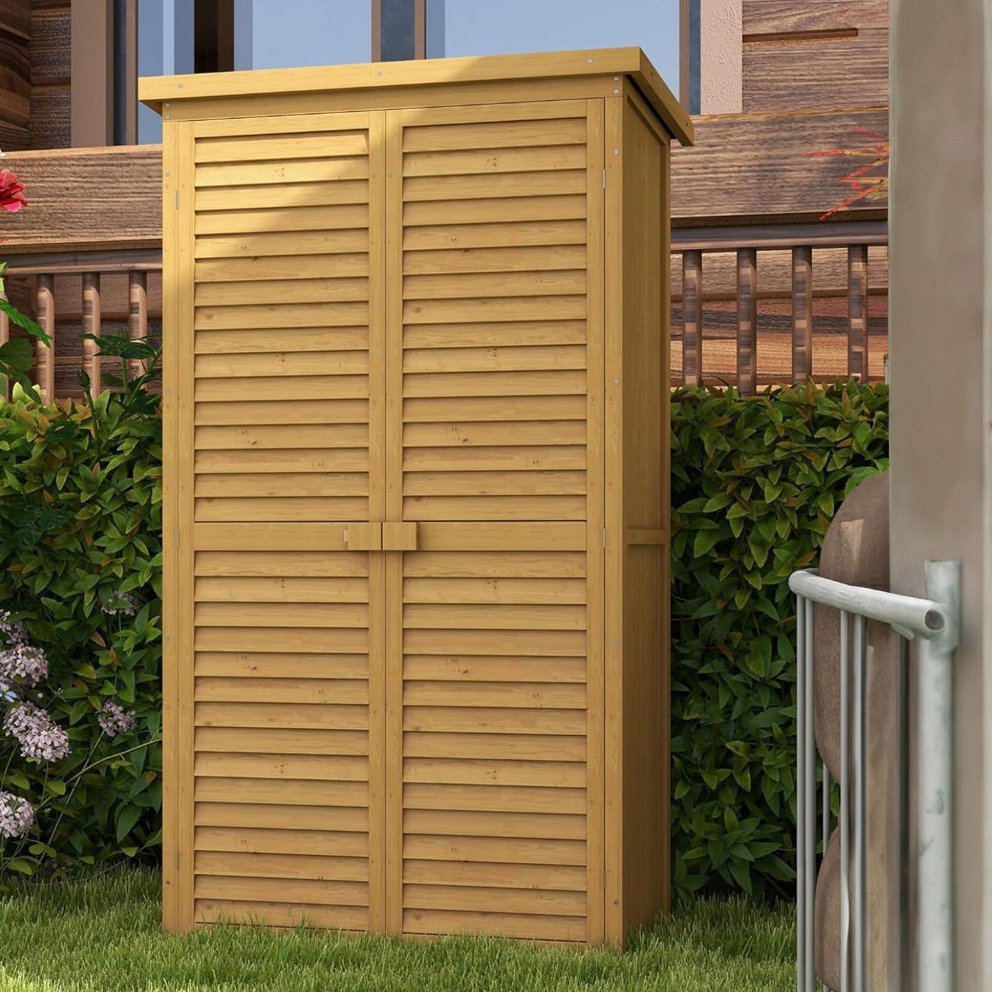 Gartenschrank Holz, Gartenschrank Wetterfest, Outdoor Schrank Wetterfest, Geräteschuppen, Gartenhaus, Outsunny, 2