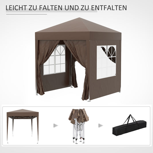 Outsunny Faltpavillon 2x2m Stabile Zelte Pavillon Faltbar mit 4 Seitenwänden Fenster Festzelt mit UV-Schutz Stahl Oxford Weiß