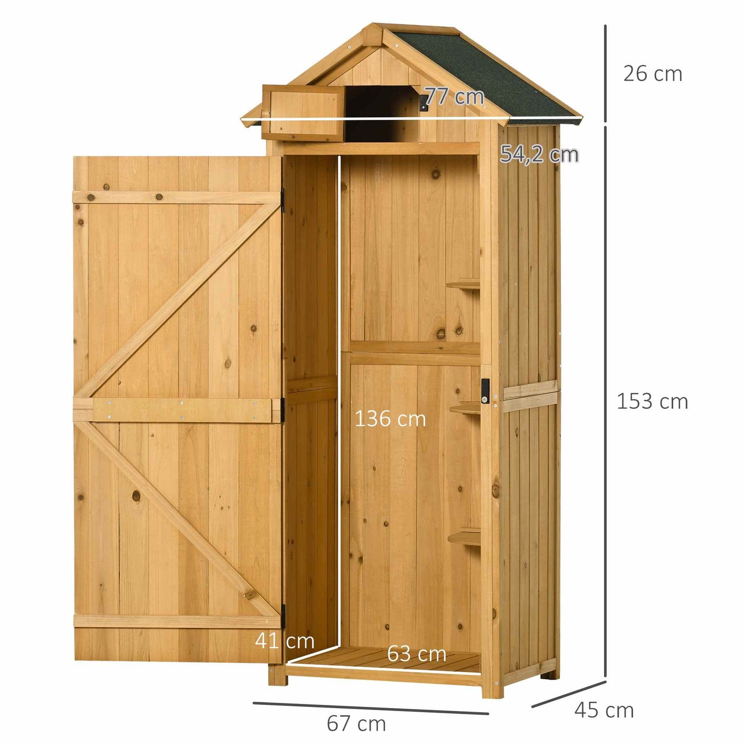 Gartenschrank Holz, Outdoor schrank, Terrassenschrank, Gerätehaus Geräteschuppen mit Fachböden Holz Gelb, Grün, Outsunny, 1