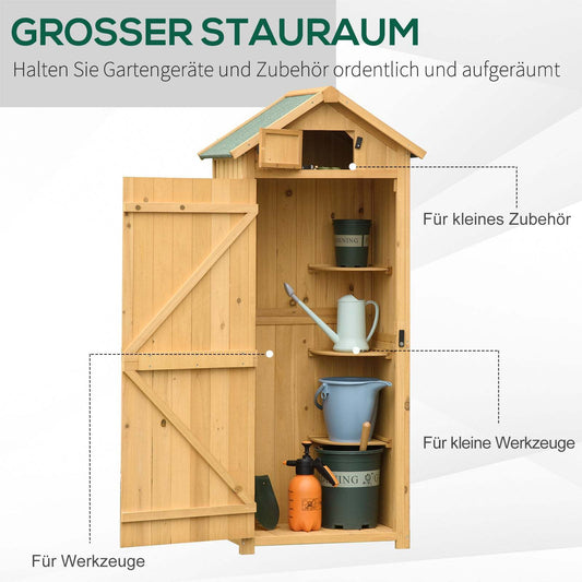 Gartenschrank Holz, Outdoor schrank, Terrassenschrank, Gerätehaus Geräteschuppen mit Fachböden Holz Gelb, Grün, Outsunny, 2