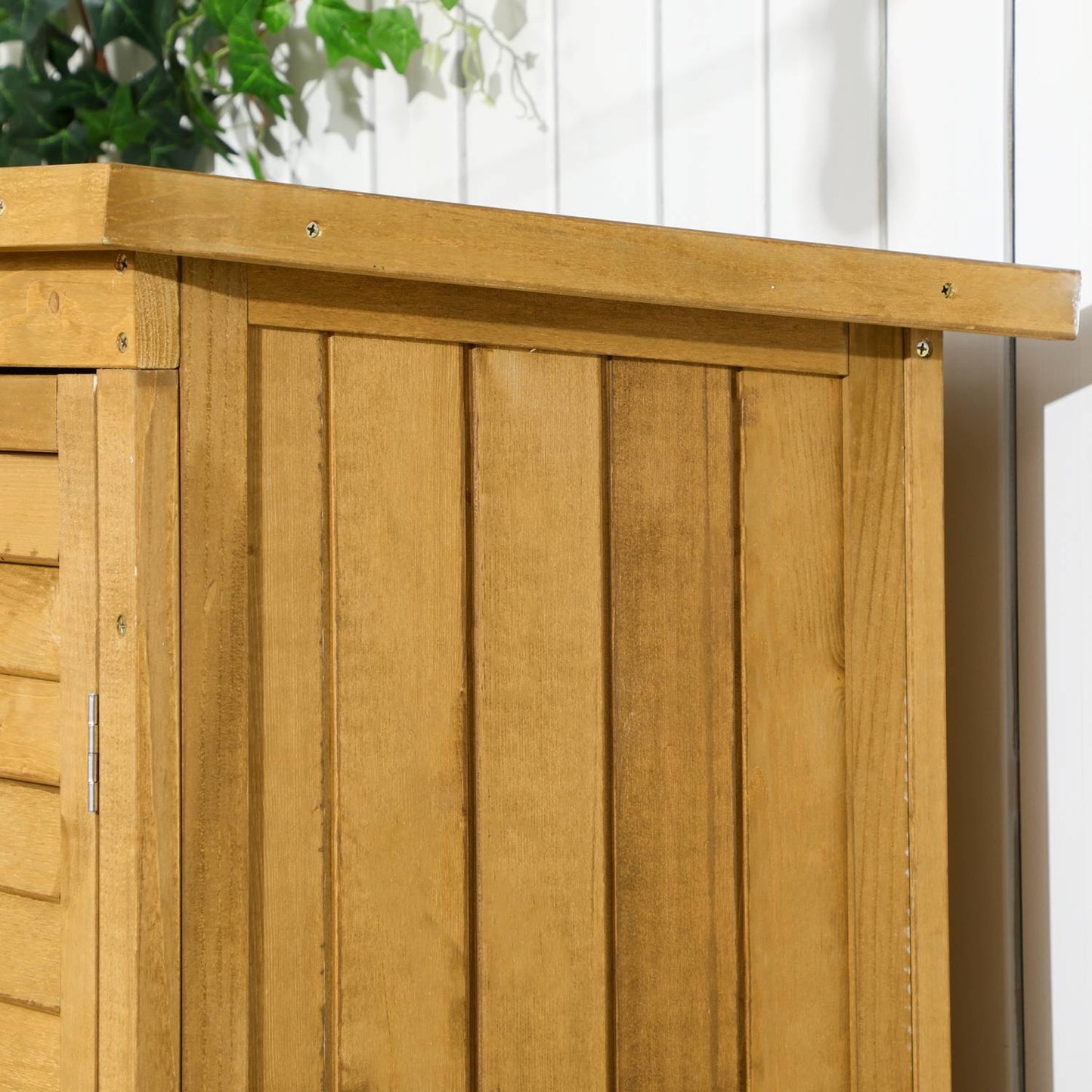 Outdoor schrank, Gartenschrank Holz, Terrassenschrank, Gerätehaus mit Pultdach, Bitumenpappe, Lamellentüren, Outsunny, 6