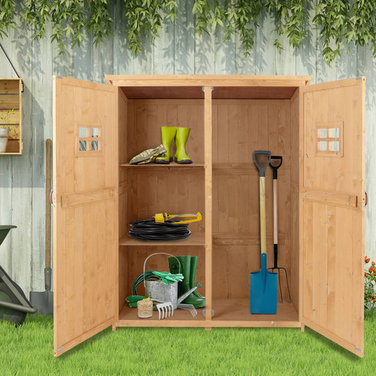Gartenschrank Holz, Outdoor schrank, Terrassenschrank, Geräteschuppen holz, Gerätehaus Geräteschrank Pultdach, Outsunny, 2