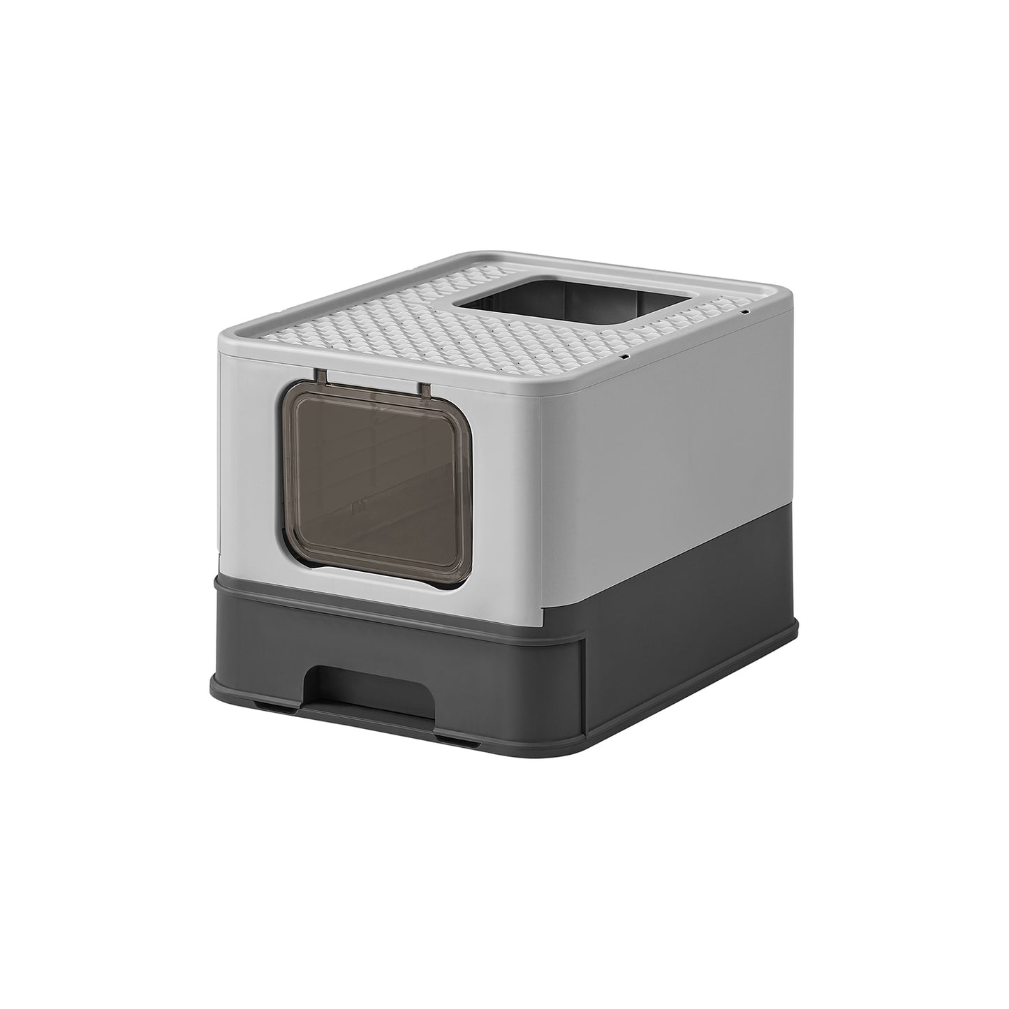 Katzentoilette, Katzenklo, Katzenklo mit deckel, ausziehbares Tablett, Schaufel, Bürste, bis 15kg, anthrazitgrau, Feandrea, 9
