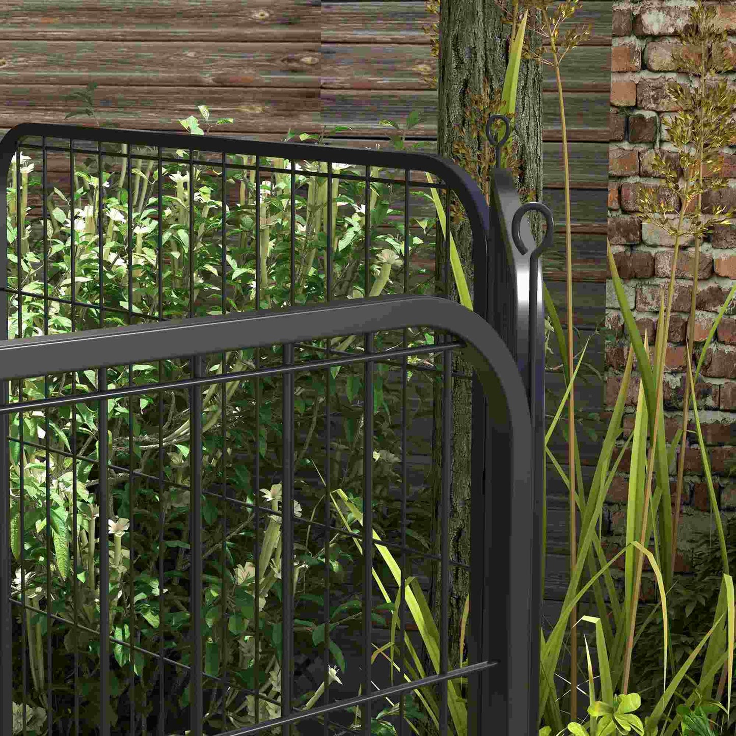 PawHut Welpenauslauf Welpengitter Freigehege Laufstall für Haustier Laufgitter mit Tür Metall Schwarz