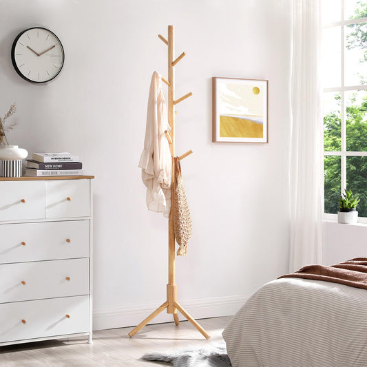 Garderobe Holz, Garderobe flur, Garderobenständer, Kleiderständer, Massivholz, 8 Haken, 3 verstellbare Höhen, VASAGLE, 4