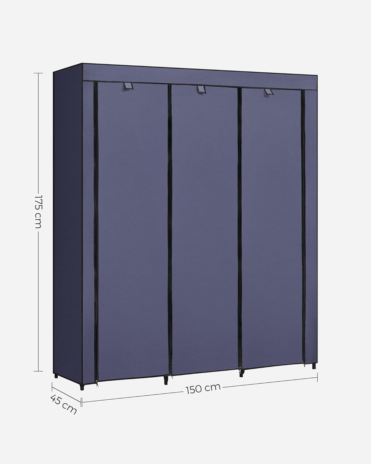 Stoffschrank, großer, XXL, Faltschrank, mit 2 Kleiderstange, Stoffkleiderschrank, 175x150x45 cm, Dunkelblau, SONGMICS, 7