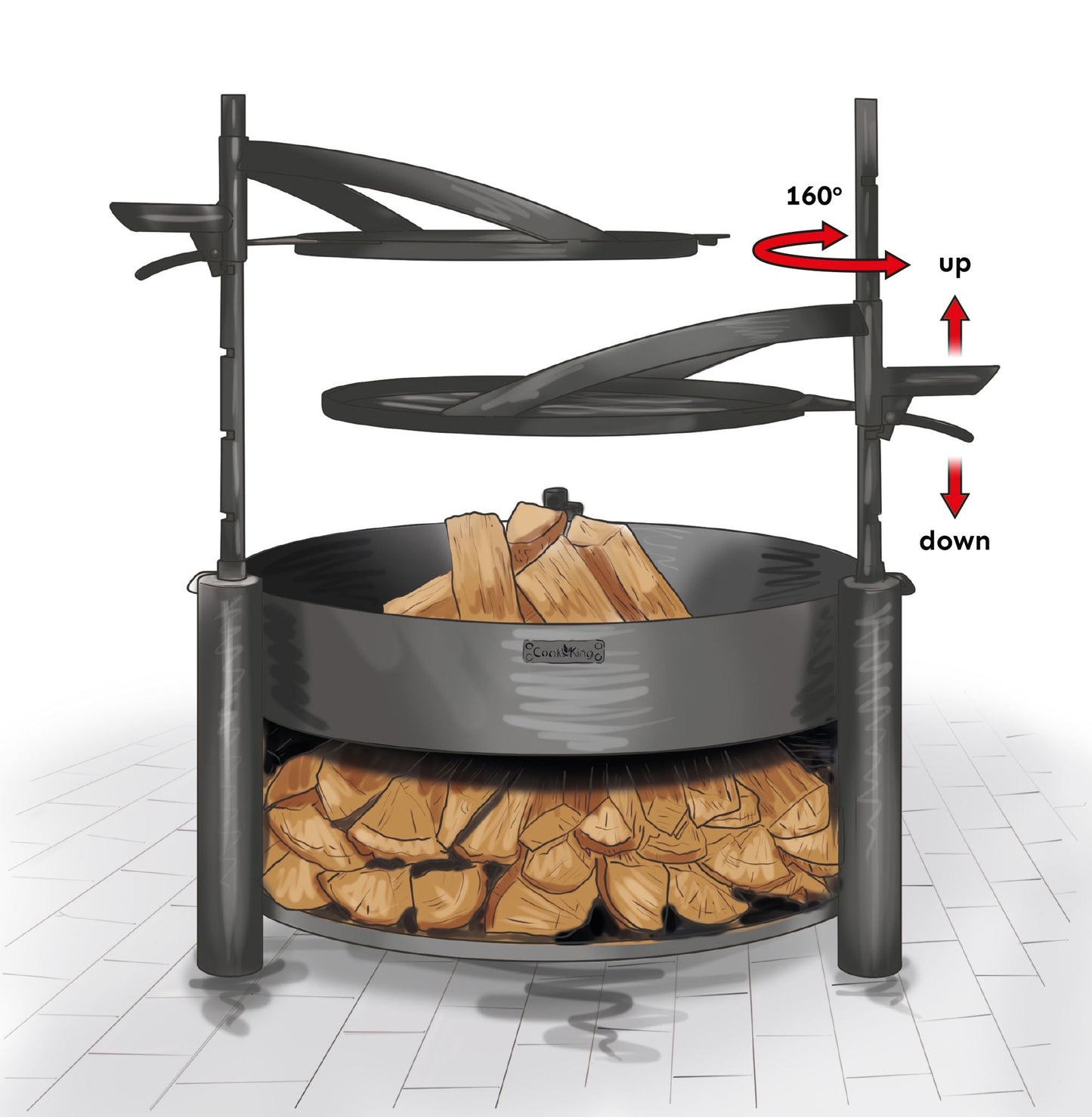 Rost aus natürlichem Stahl mit einem Griff für Feuerschale MONTANA X | Dia. 60 cm, Cook King