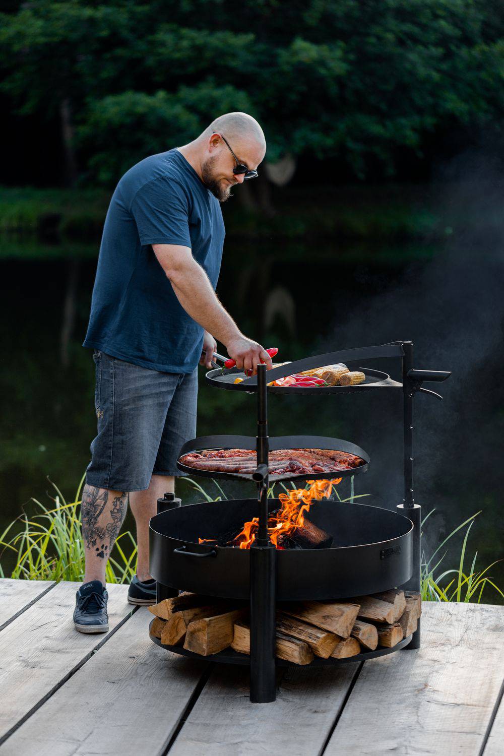 Rost aus natürlichem Stahl mit einem Griff für Feuerschale MONTANA X | Dia. 60 cm, Cook King