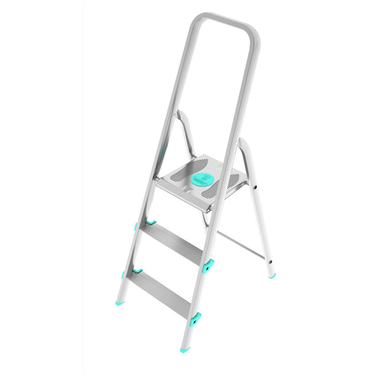 Trittleiter, Trittleiter 3 stufen, Trittleiter Klappbar, Höhe 61 cm,  Max, Belastbar 150 kg, Aluminium, Hergestellt in Italien, Colombo LIBELLULA 3 stufen, 1