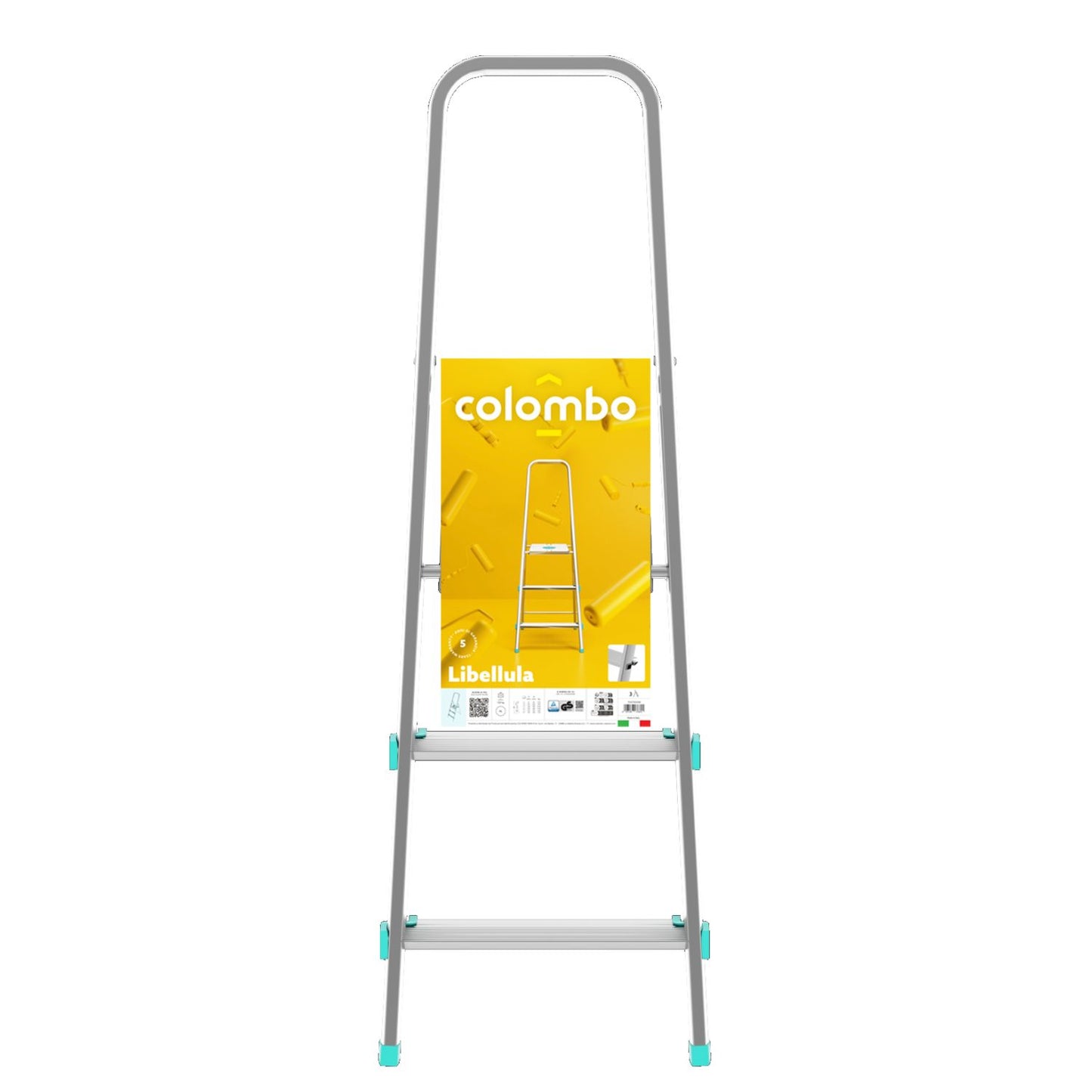 Trittleiter, Trittleiter 3 stufen, Trittleiter Klappbar, Höhe 61 cm, Max, Belastbar 150 kg, Aluminium, Hergestellt in Italien, Colombo LIBELLULA 3 stufen, 5