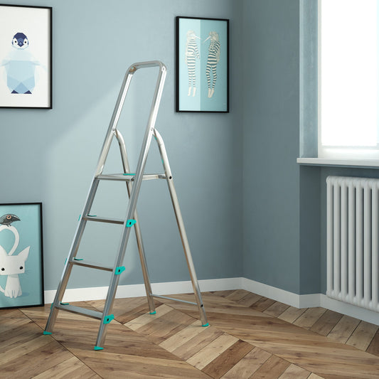 Trittleiter, Trittleiter 4 stufen, Trittleiter Klappbar, Höhe 84 cm,  Max, Belastbar 150 kg, Aluminium, Hergestellt in Italien, Colombo LIBELLULA 4 stufen, 2