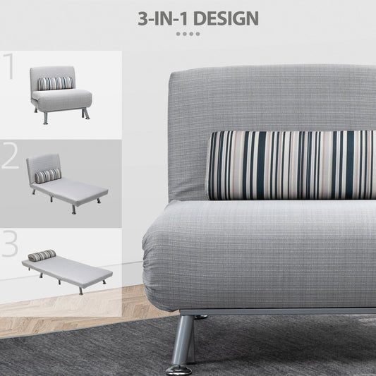Schlafsessel, Sessel mit Schlaffunktion, Bettsessel, Klappbett Schlafsessel & Gästebett, Sofa Bed, Metall, Grau, HOMCOM, 5