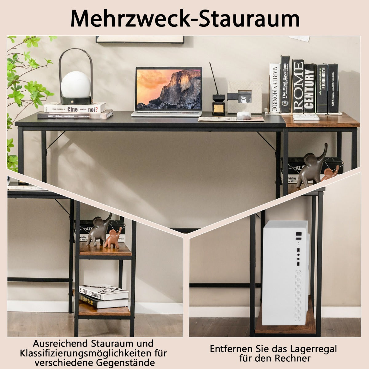 Schreibtisch, Computertisch, PC Schreibtisch, Computer Schreibtisch, Schreibtisch mit Stauraum, Bürotisch, Holz, Costway, 4