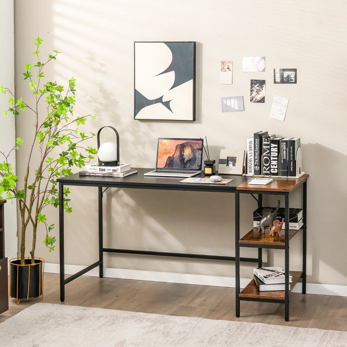 Schreibtisch, Computertisch, PC Schreibtisch, Computer Schreibtisch, Schreibtisch mit Stauraum, Bürotisch, Holz, Costway, 8