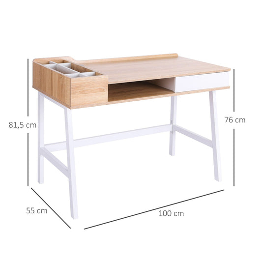 Schreibtisch, mit Ablagefächern  Computertisch, PC Tisch, Bürotisch, vielseitig, mit Schublade, Breite Tischplatte, HOMCOM, 2