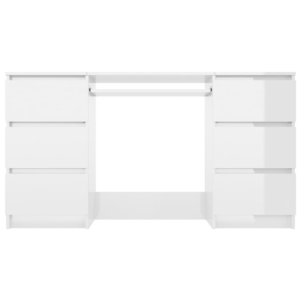 Schreibtisch, Computertisch, Schreibtisch mit Schublade, Schreibtisch Weiß, Holzwerkstoff, Hochglanz-Weiß, vidaXL, 4