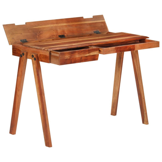Schreibtisch, Computertisch klein, Schreibtisch mit Schublade, Schreibtisch Holz, 110x50x77 cm, Massivholz Akazie, vidaXL, 1