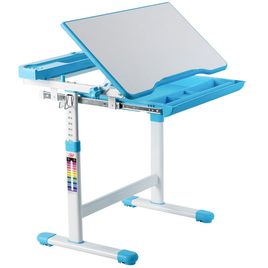 Schreibtisch Kinder, Kinderschreibtisch, Höhenverstellbar, Neigbares Kinderschreibtisch, Jugendschreibtisch, Blau, Costway, 1