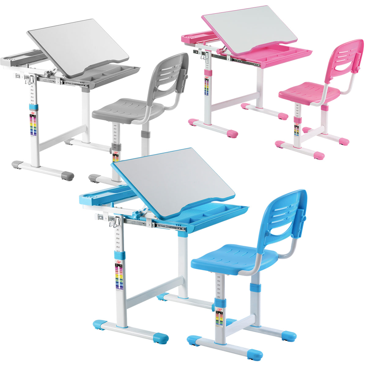 Schreibtisch Kinder, Kinderschreibtisch, Höhenverstellbar, Neigbares Kinderschreibtisch, Jugendschreibtisch, Blau, Costway, 7