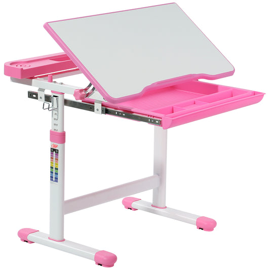 Schreibtisch Kinder, Kinderschreibtisch, Höhenverstellbar, Neigbares Kinderschreibtisch, Jugendschreibtisch, Rosa, Costway, 1