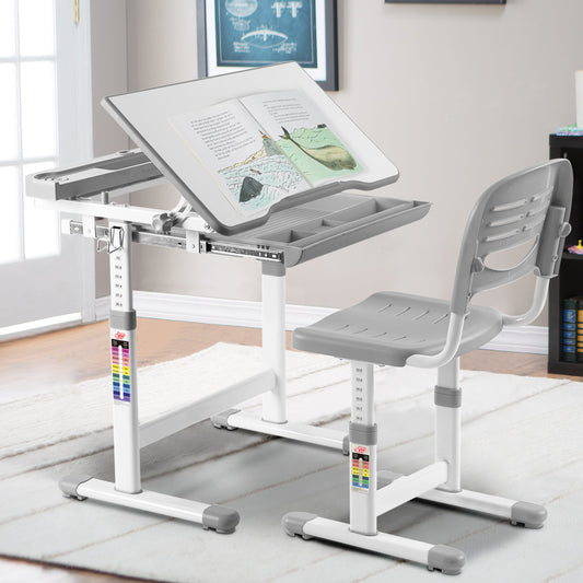 Schreibtisch Kinder, Kinderschreibtisch, Höhenverstellbares, Neigbares Kinderschreibtisch, Jugendschreibtisch, Costway, 2