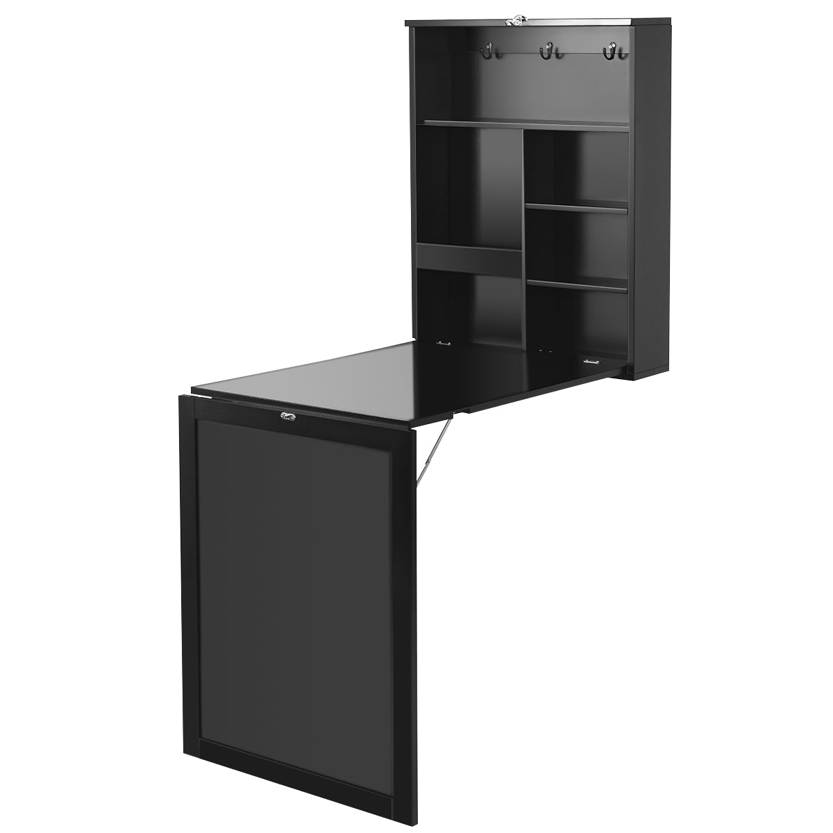 Schreibtisch Klappbar, Wandtischm, Ausklappbarer Wandklapptisch, Umwandelbarer Schreibtisch, Schreibtisch Schwarz, Costway, 8