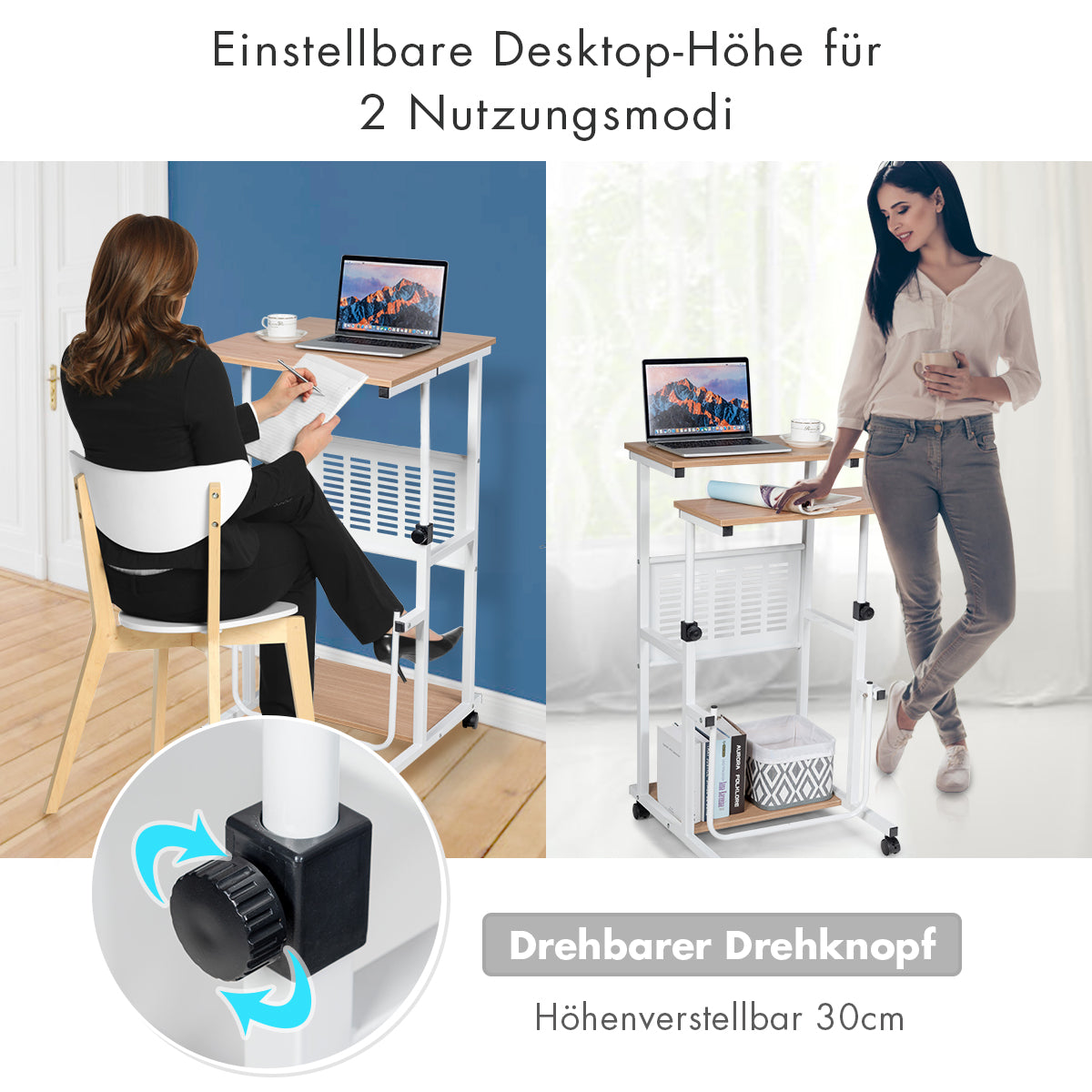 Schreibtisch, Kleiner Schreibtisch, Bürotisch, Laptoptisch, Laptoptisch Höhenverstellbar, Schreibtisch Holz, Costway, 2