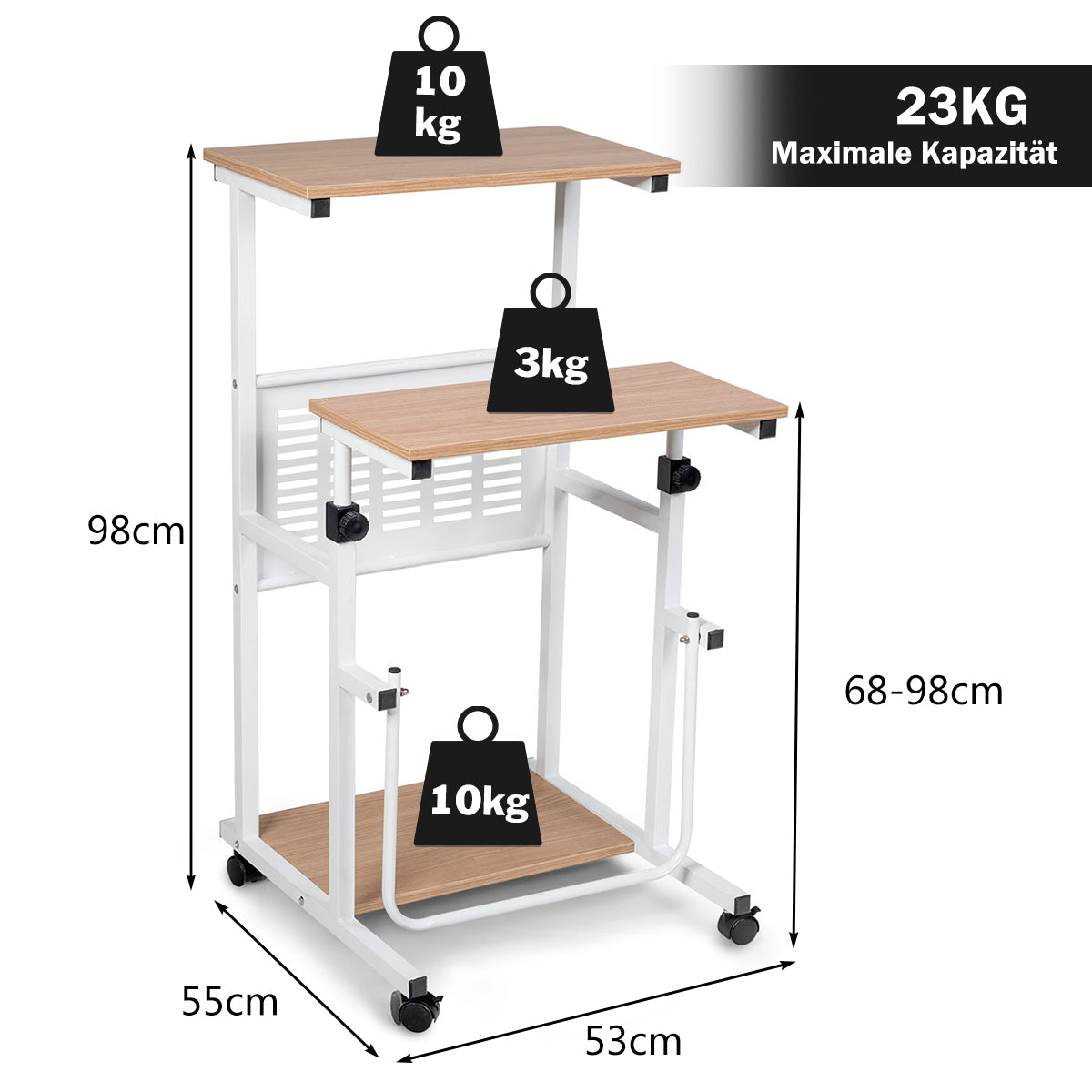 Schreibtisch, Kleiner Schreibtisch, Bürotisch, Laptoptisch, Laptoptisch Höhenverstellbar, Schreibtisch Holz, Costway, 3