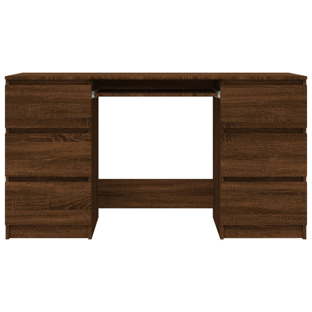 Schreibtisch, Schreibtisch Holz, 140x50x77 cm, Schreibtisch mit Schubladen, Holzwerkstoff, Braun Eichen-Optik, vidaXL, 3