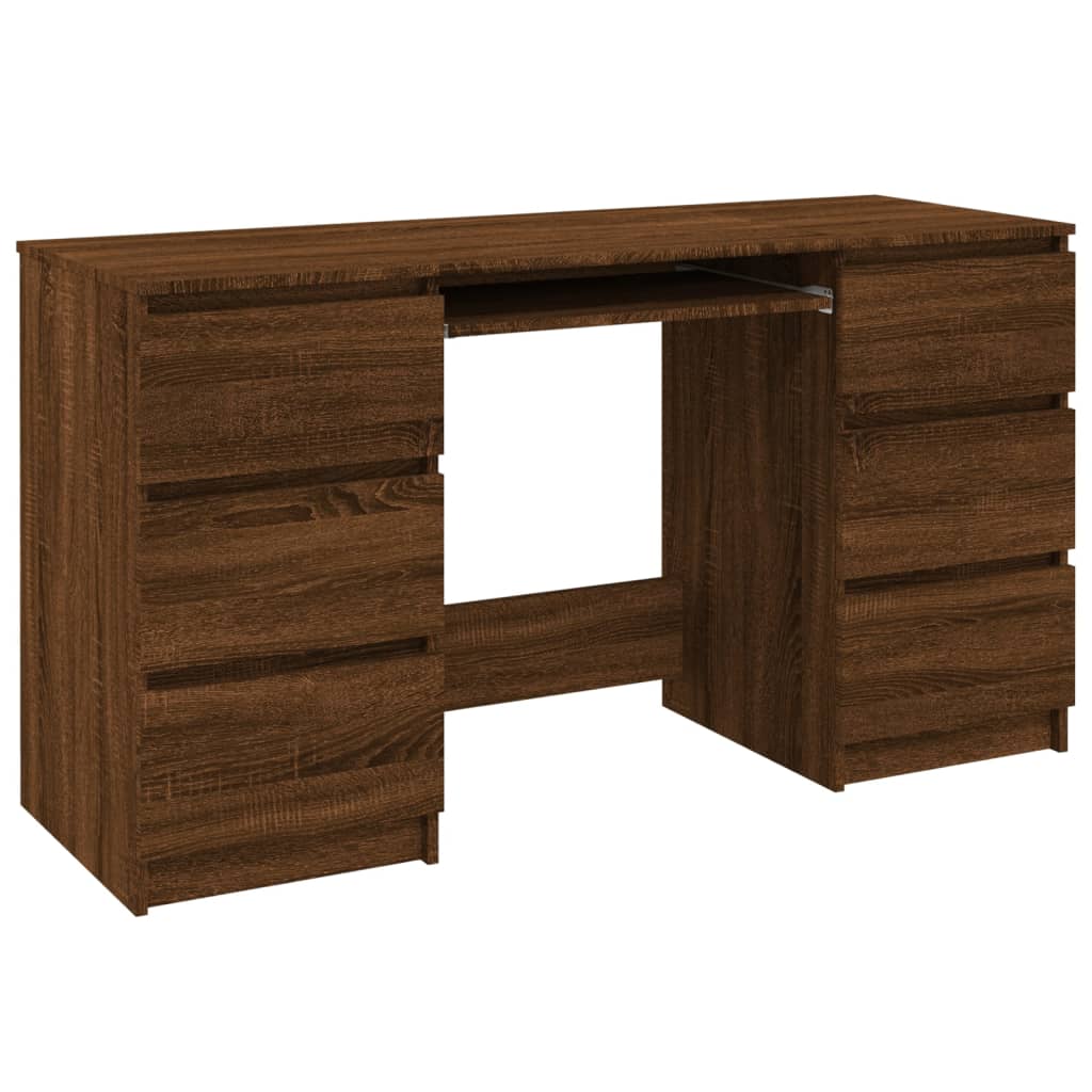 Schreibtisch, Schreibtisch Holz, 140x50x77 cm, Schreibtisch mit Schubladen, Holzwerkstoff, Braun Eichen-Optik, vidaXL, 7