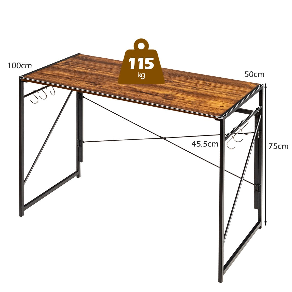 Schreibtisch, Schreibtisch Klappbar, Platzsparender Schreibtisch Klappbar, Laptoptisch, Costway, 2