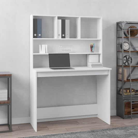 Schreibtisch, Schreibtisch mit Stauraum, Schreibtisch weiß, Schreibtisch Holz, Schreibtisch mit Regal, vidaXL, 1