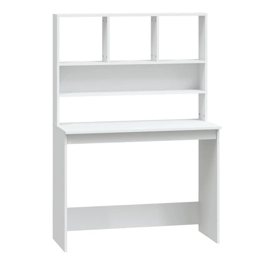 Schreibtisch, Schreibtisch mit Stauraum, Schreibtisch weiß, Schreibtisch Holz, Schreibtisch mit Regal, vidaXL, 2