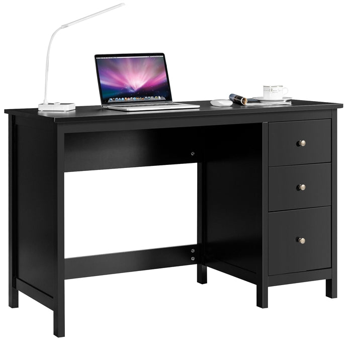 Schreibtisch Schwarz, Schreibtisch mit 3 Schubladen & Anti-Kipp-Vorrichtung Computertisch, 120 x 50 x 75 cm Schwarz, Costway