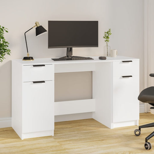 Schreibtisch mit Schubladen, Kleiner Schreibtisch, Schreibtisch mit Beistellschrank, Bürotisch, Schreibtisch weiß, vidaXL, 2