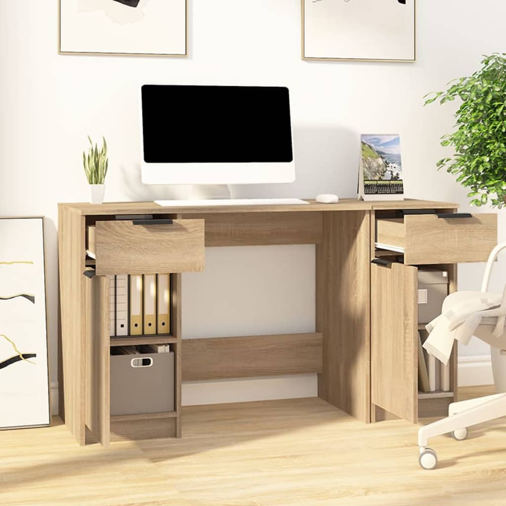 Schreibtisch mit Schubladen, Schreibtisch Klein, Schreibtisch Büro, Holz Schreibtisch, mit Beistellschrank, vidaXL, 11