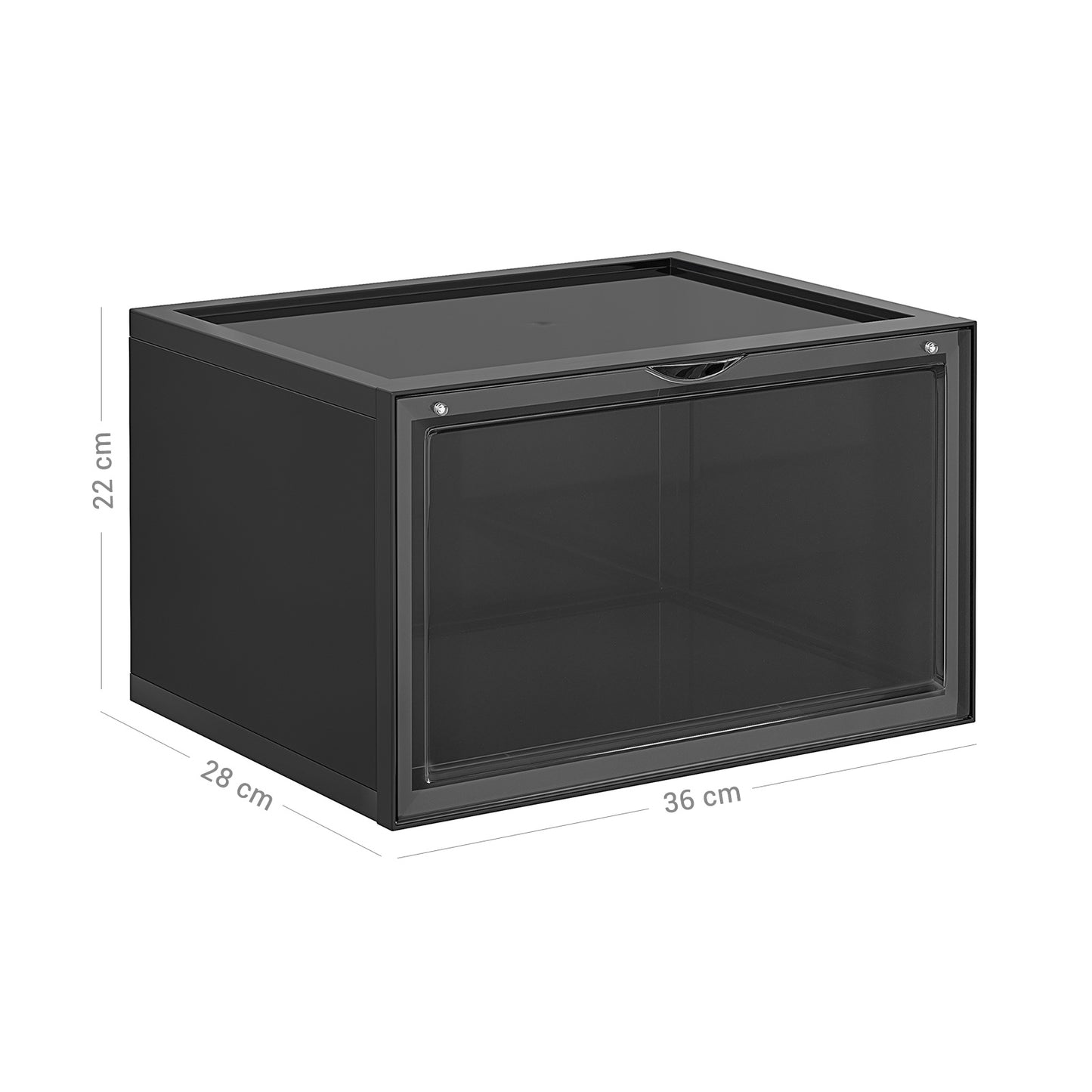 Schuhboxen, 6 Stück, Schuhorganizer, Schuhboxen stapelbar, mit Tür, aus Kunststoff, Größe bis 46, Schwarz, SONGMICS, 9