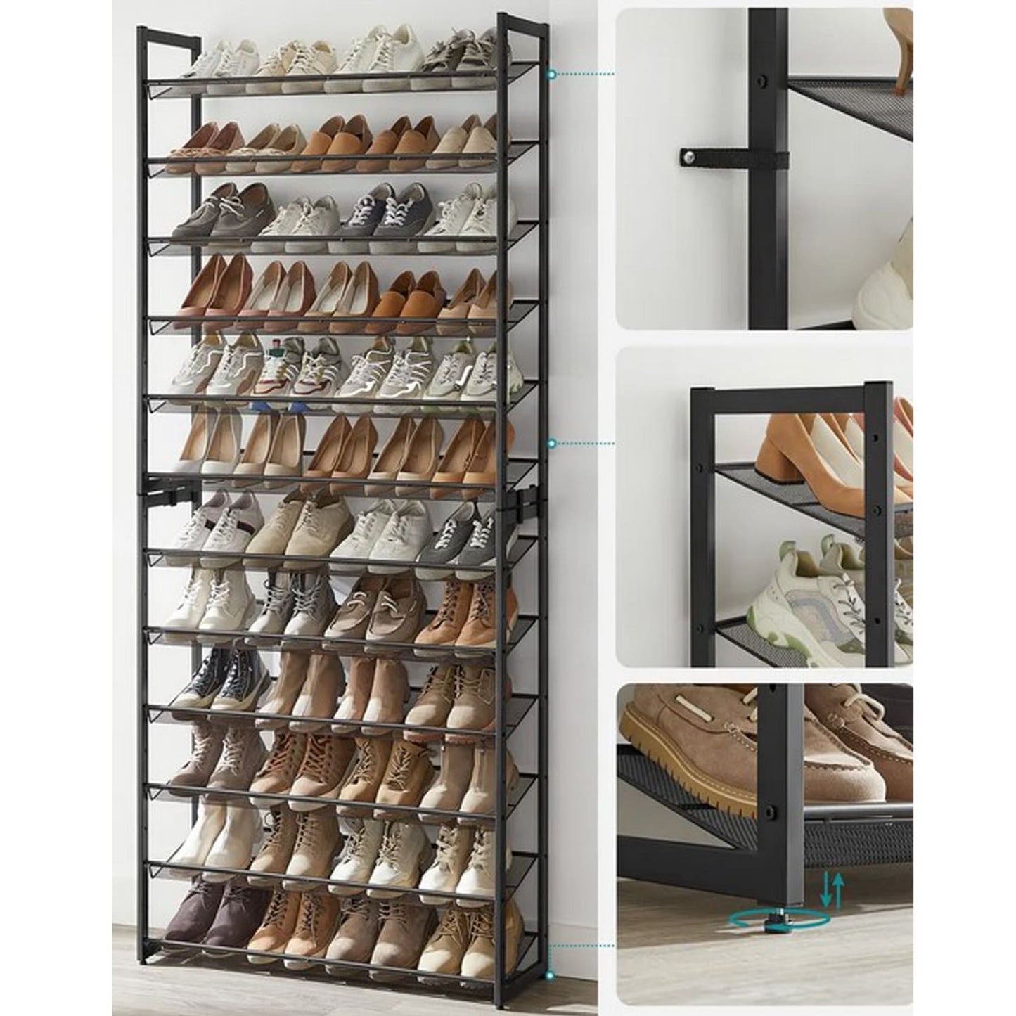 Schuhregal, Schuhregal Schmal, Schuhablage, Schuhregal mit 12 Ablagen, Schuhe Regal, Schuhablage Schmal, Songmics, 3