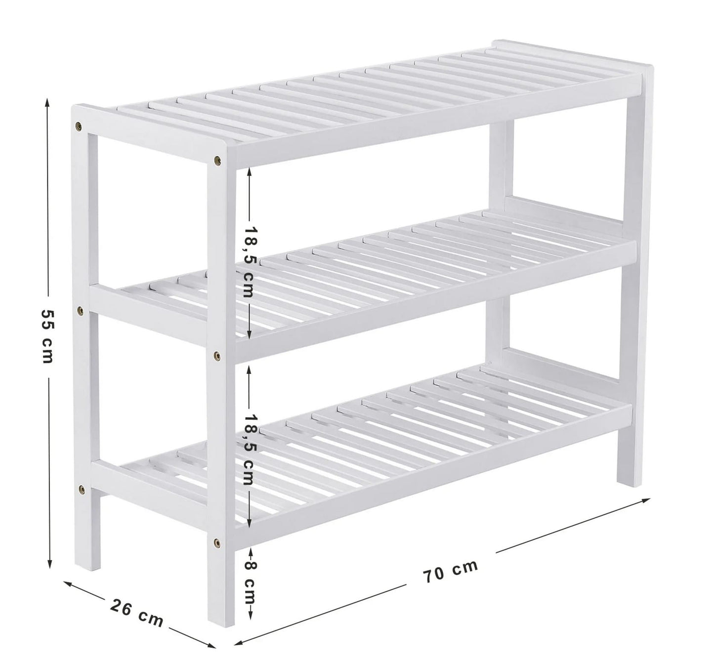 Schuhregal, Schuhregal weiß, Schuhständer 3-Ebenen, Schuhablage, Standregal, ideal Diele, aus Bambus, Weiß, Songmics, 5
