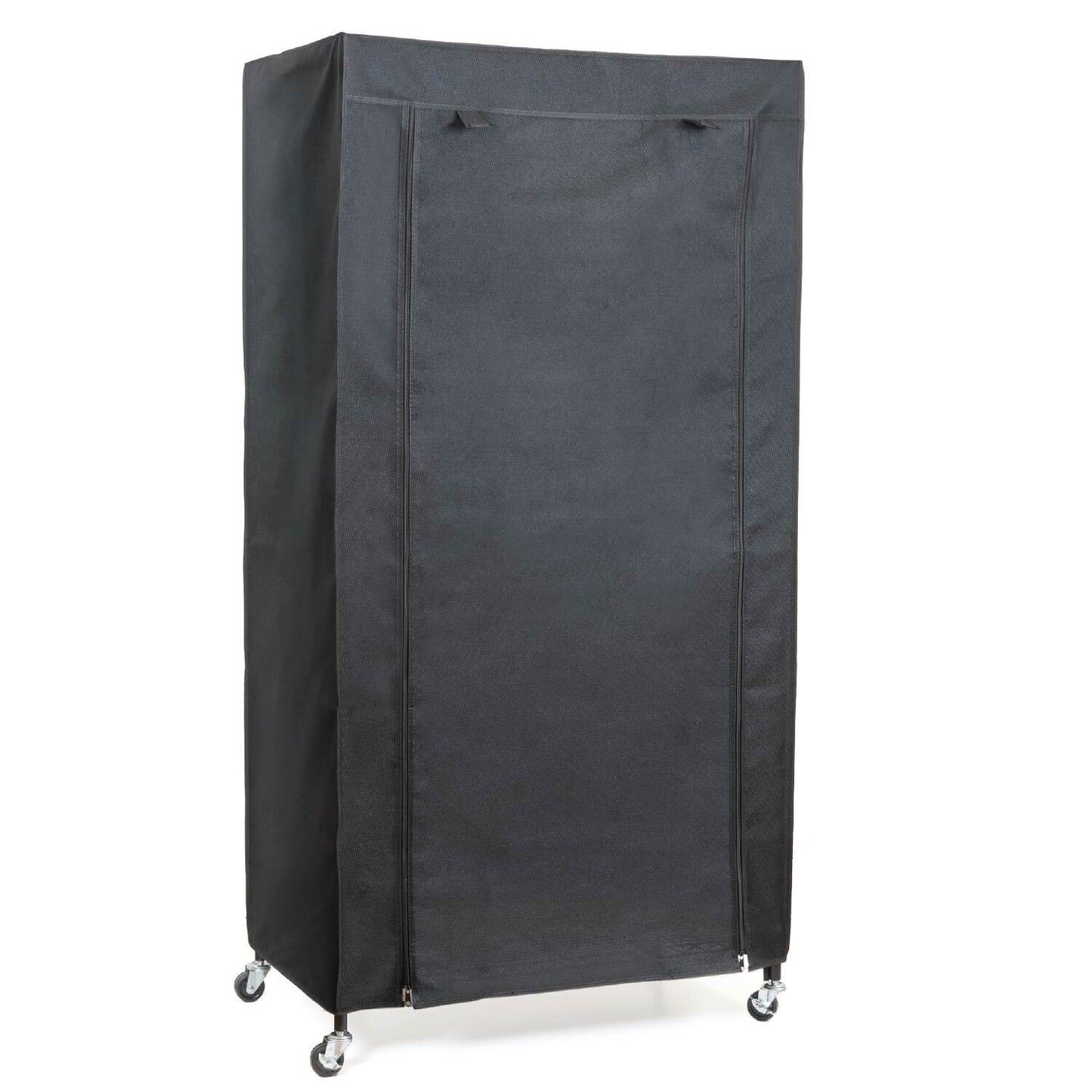Schwerlast Faltschrank, Stoffkleiderschrank, Kleiderschrank auf Rollen, bis 70 kg, 75x45x150 cm, Leinenimitat, art moon Buffalo Schwarz, 5